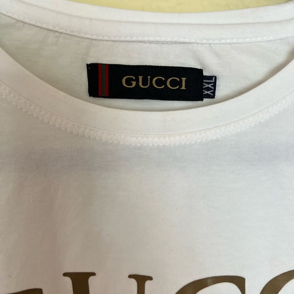 Fake “Gucci” White Logo T-Shirt - Picture 3 of 4